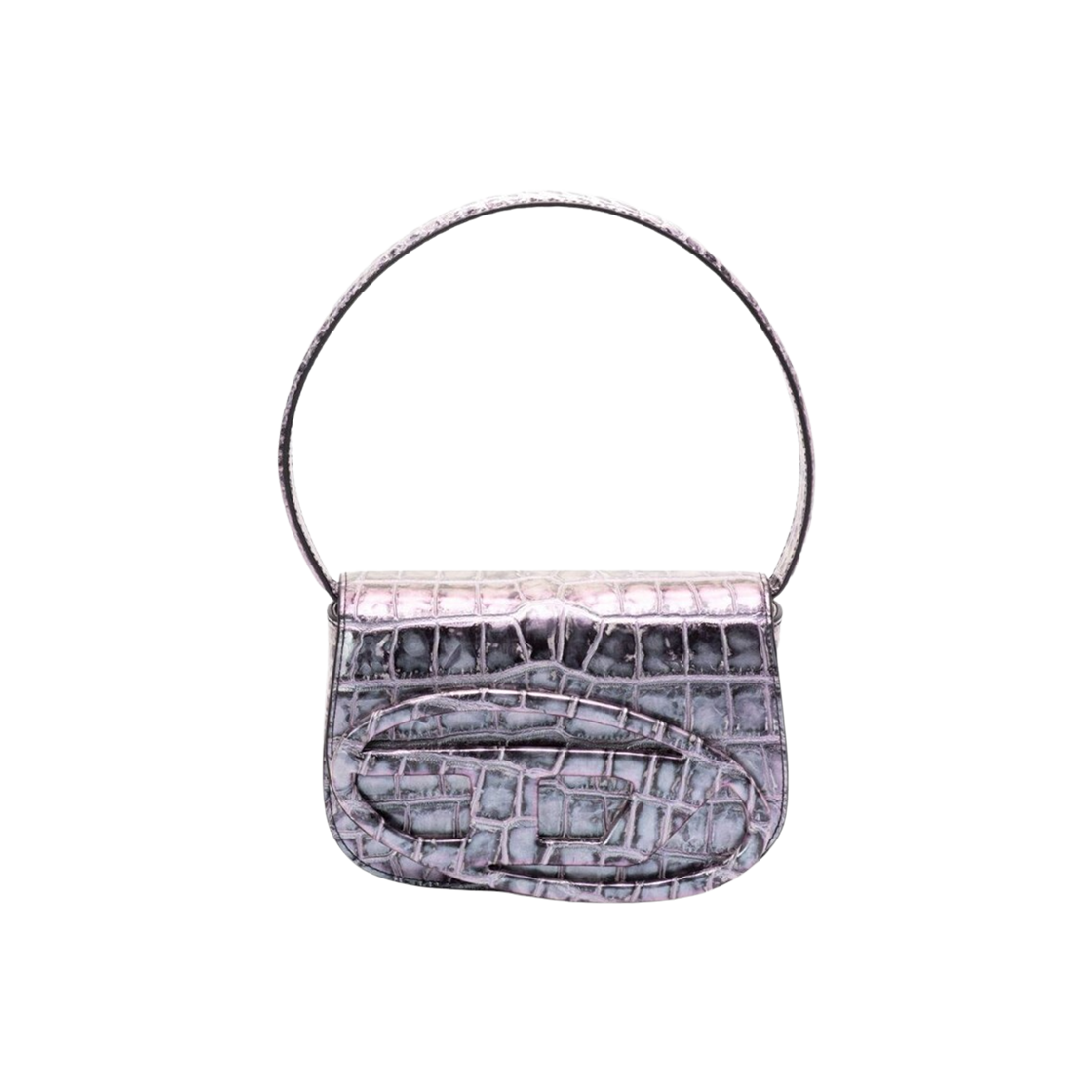 X08396P8247-HA835 Diesel 1DR Laminate Crocodile Effect Shoulder Bag Multicolor