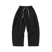 Knitted Curved Training Pants Black