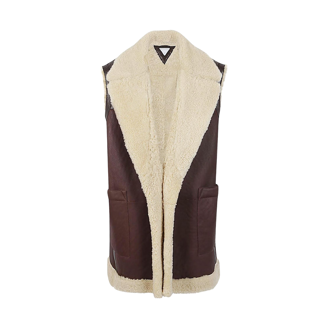 (W) 보테가 베네타 레더 셔링 길렛 매더 브라운 버치((W) Bottega Veneta Leather Shearling Gilet Madder Brown Birch)