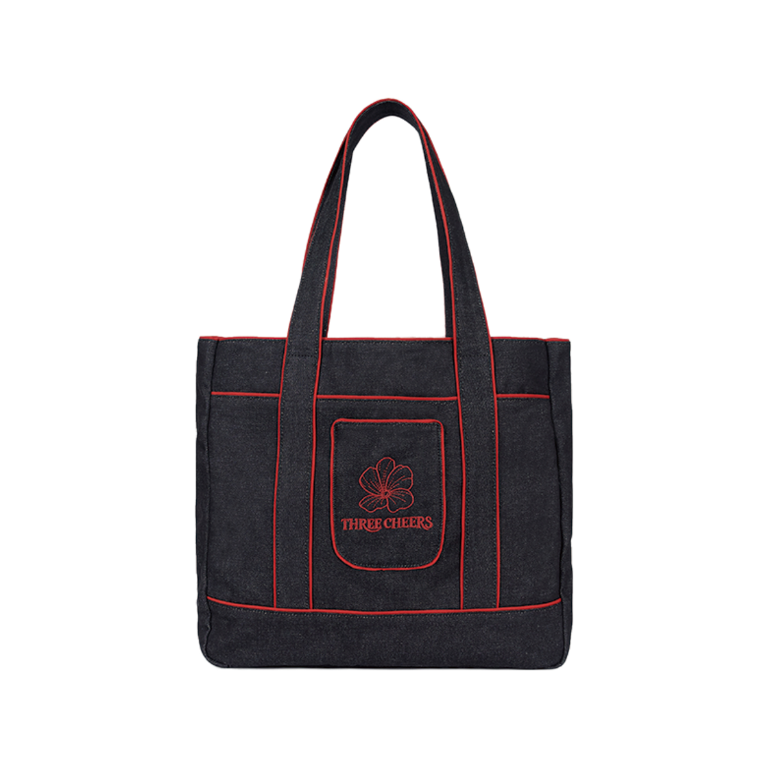 쓰리치얼스 플라워 로고 데님 백