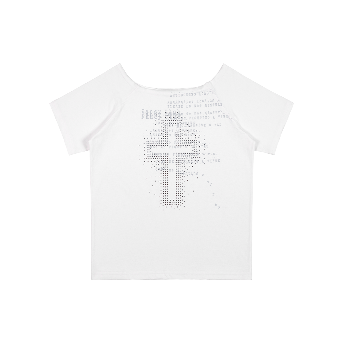 팬시클럽 디바인 크로스 원숄더 티 화이트