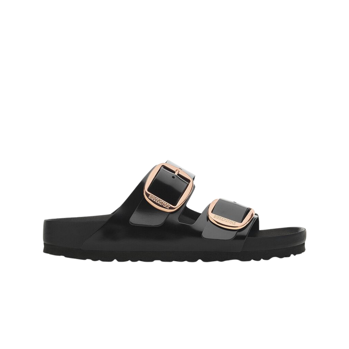 1027840 (W) Birkenstock Arizona Big Buckle Natural Leather Patent High Shine Black - Narrow