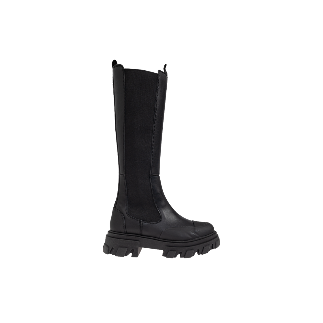 (W) 가니 하이 레더 첼시 부츠 블랙((W) Ganni High Leather Chelsea Boots Black)