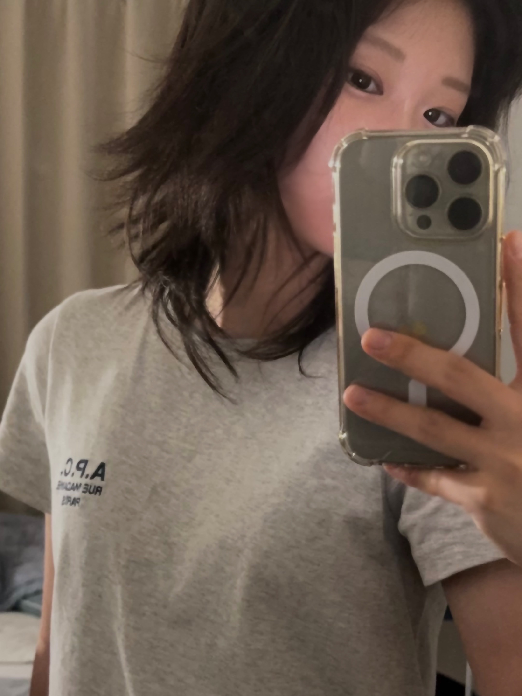 (W) A.P.C. Denise T-Shirt Grey 착용 스타일 - 1