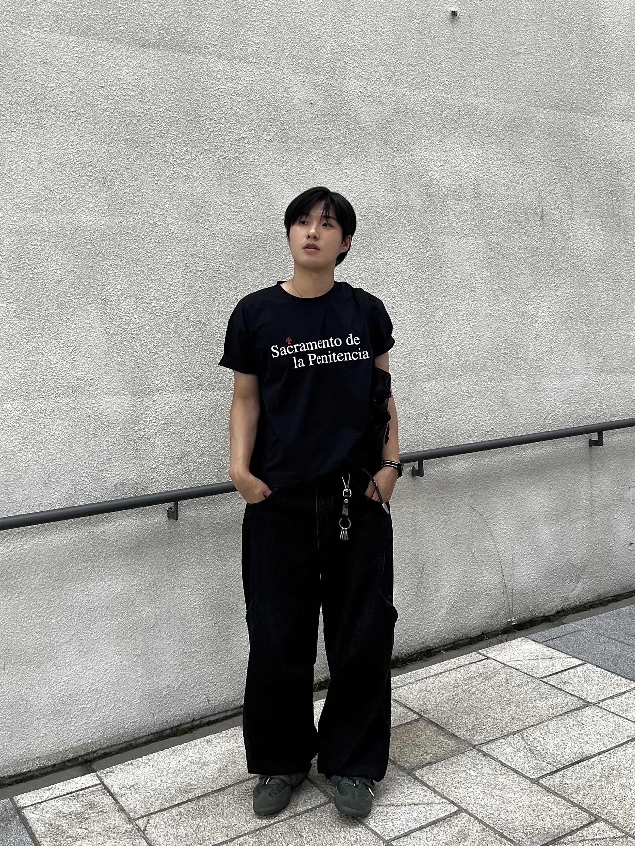 noun Side Line Cargo Denim Pants Black, Adidas Samba Team Shadow Green 착용 스타일 - 1