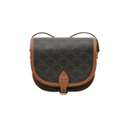 Celine Medium Folco Bag in Triomphe Canvas and Calfskin Tan