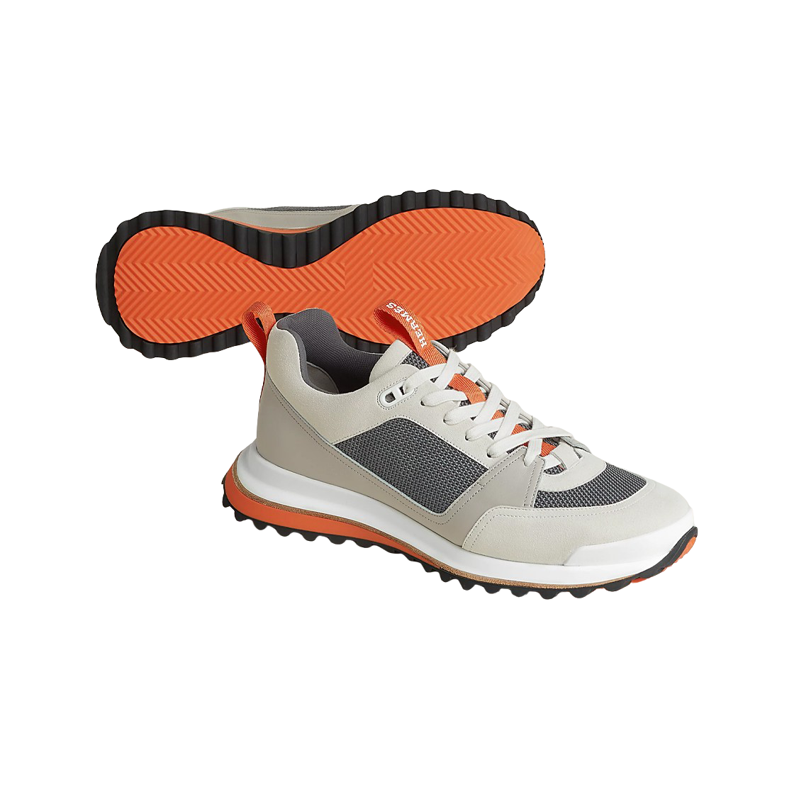에르메스 리더 스니커즈 트윌 카프스킨 스웨이드 고트스킨 & 멀티꼴로르 그리 쿼츠(Hermes Leader Sneakers Twill Calfskin Suede Goatskin & Multicolore Gris Quartz) - 2