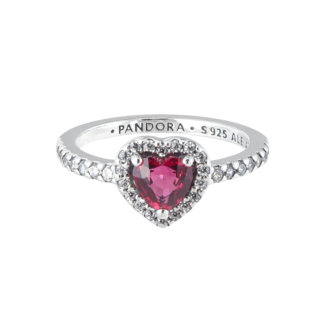 198421C02 (W) Pandora Elevated Heart Ring Sterling Silver Red