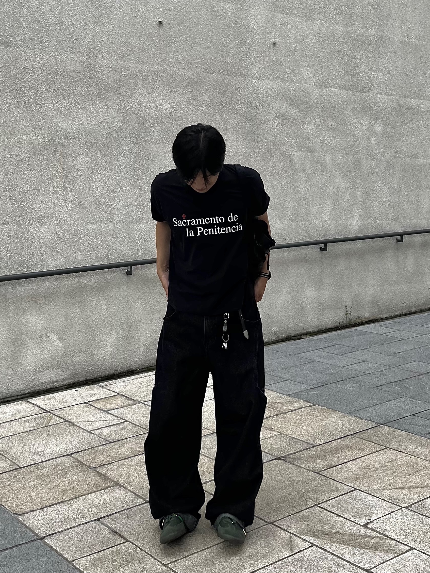 noun Side Line Cargo Denim Pants Black, Adidas Samba Team Shadow Green 착용 스타일 - 2