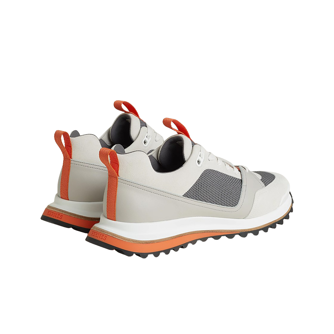 에르메스 리더 스니커즈 트윌 카프스킨 스웨이드 고트스킨 & 멀티꼴로르 그리 쿼츠(Hermes Leader Sneakers Twill Calfskin Suede Goatskin & Multicolore Gris Quartz) - 3