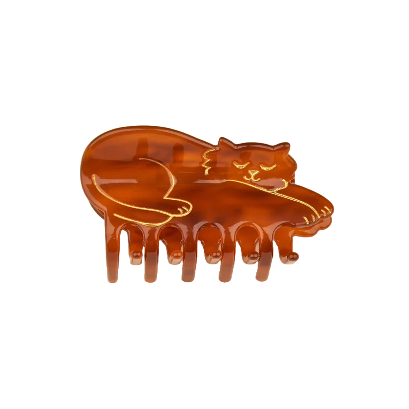 쿠쿠수제뜨 브라운 고양이 헤어집게핀(Coucou Suzette Brown Cat Hairclaw)