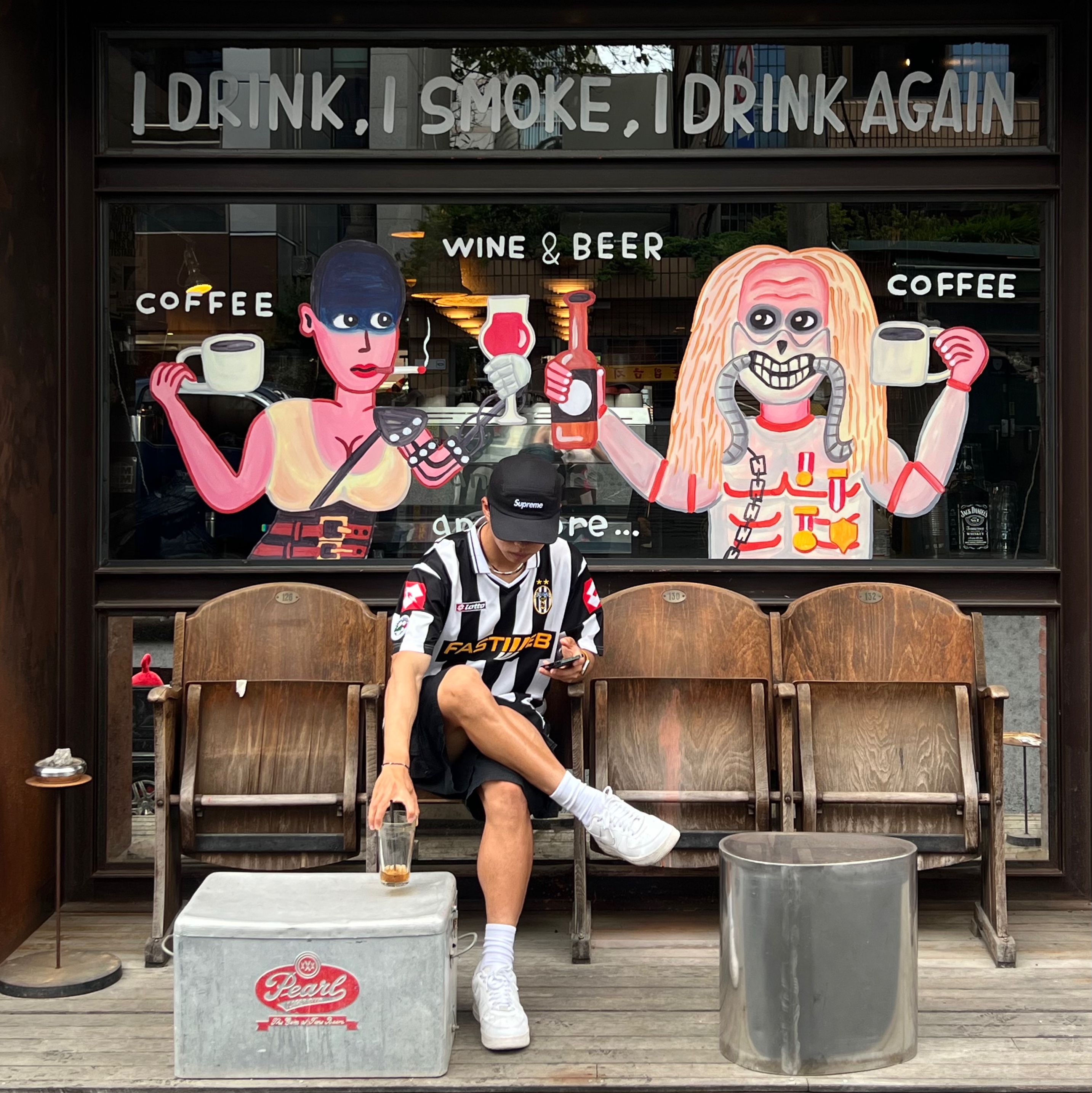 Supreme Washed Chino Twill Camp Cap Black, Nike Air Force 1 '07 Low White 착용 스타일 - 1