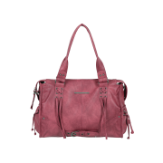 Fancy Club Belted Washing Leather Bag Cherry Red