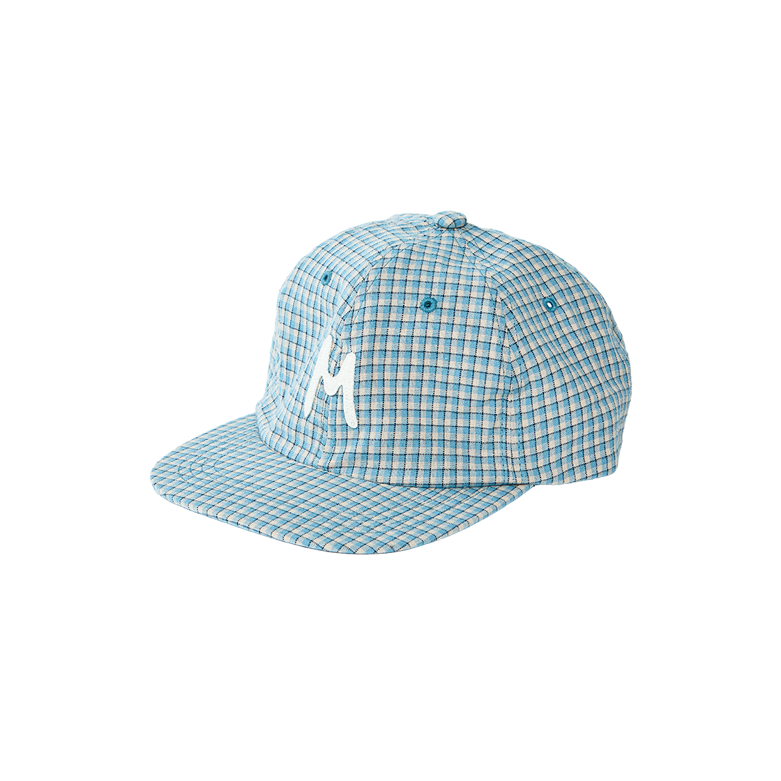 마스포켓 아플리케 크러쉬 캡 블루 체크(Marspocket Applique Crush Cap Blue Check)