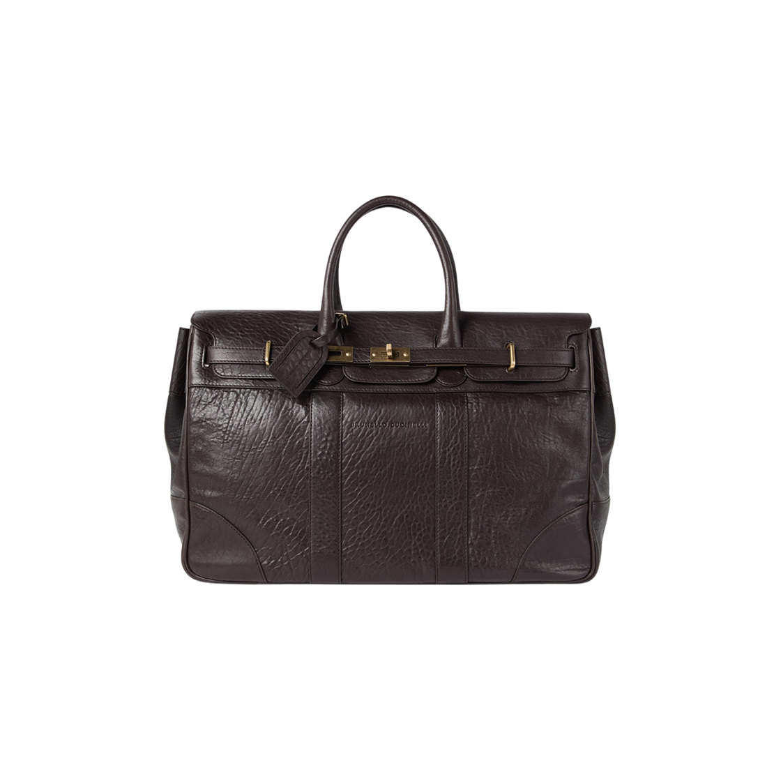 MBEHBU071-C4214 Brunello Cucinelli Textured Grain Leather Country Bag Brown