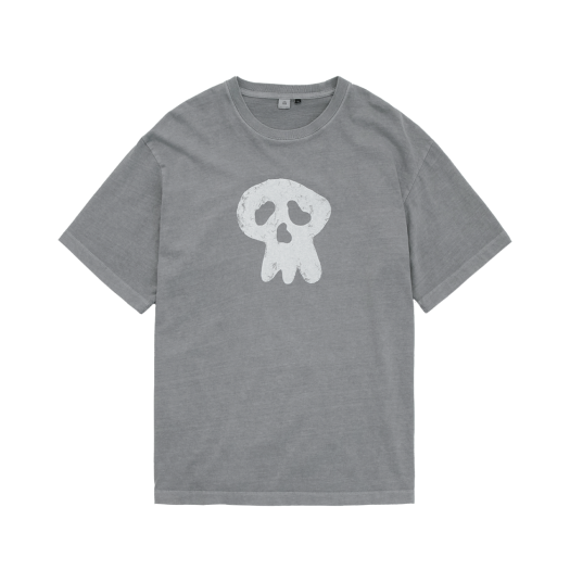 HK5LTS7005A4 Polyteru HANK Sad Skull 1/2 Tee Gray
