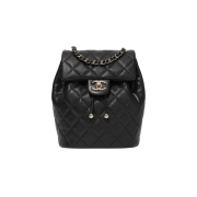 Chanel Backpack Shiny Grained Calfskin & Gold Black