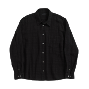 Hatchingroom Classic Shirt Gauze Stripe Over Dyed Black