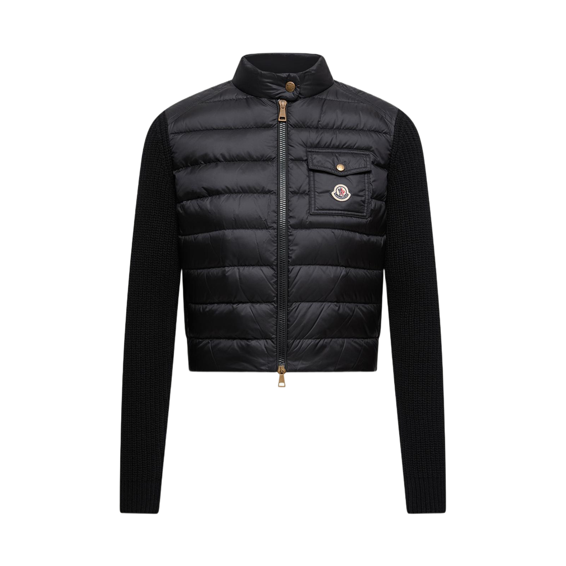 (W) 몽클레르 패딩 울 집업 가디건 블랙 - 25FW((W) Moncler Padded Wool Zip Up Cardigan Black - 25FW)