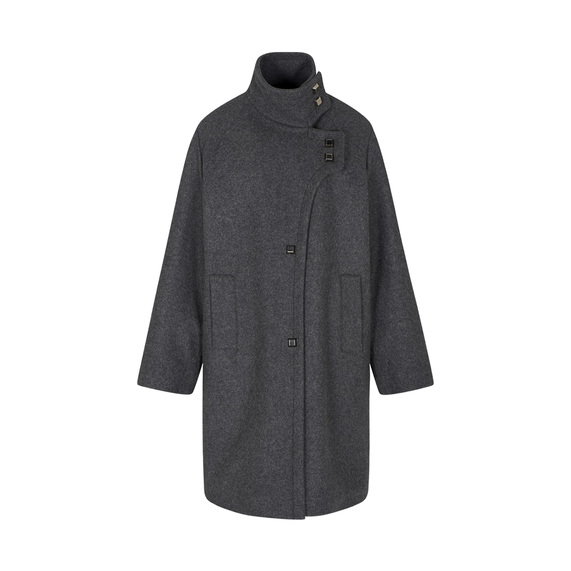 (W) 엠포리오 아르마니 폴리곤 캡슐 컬렉션 패딩 울 클로스 코트 그레이((W) Emporio Armani Polygon Capsule Collection Padded Wool Cloth Coat Grey) - 1