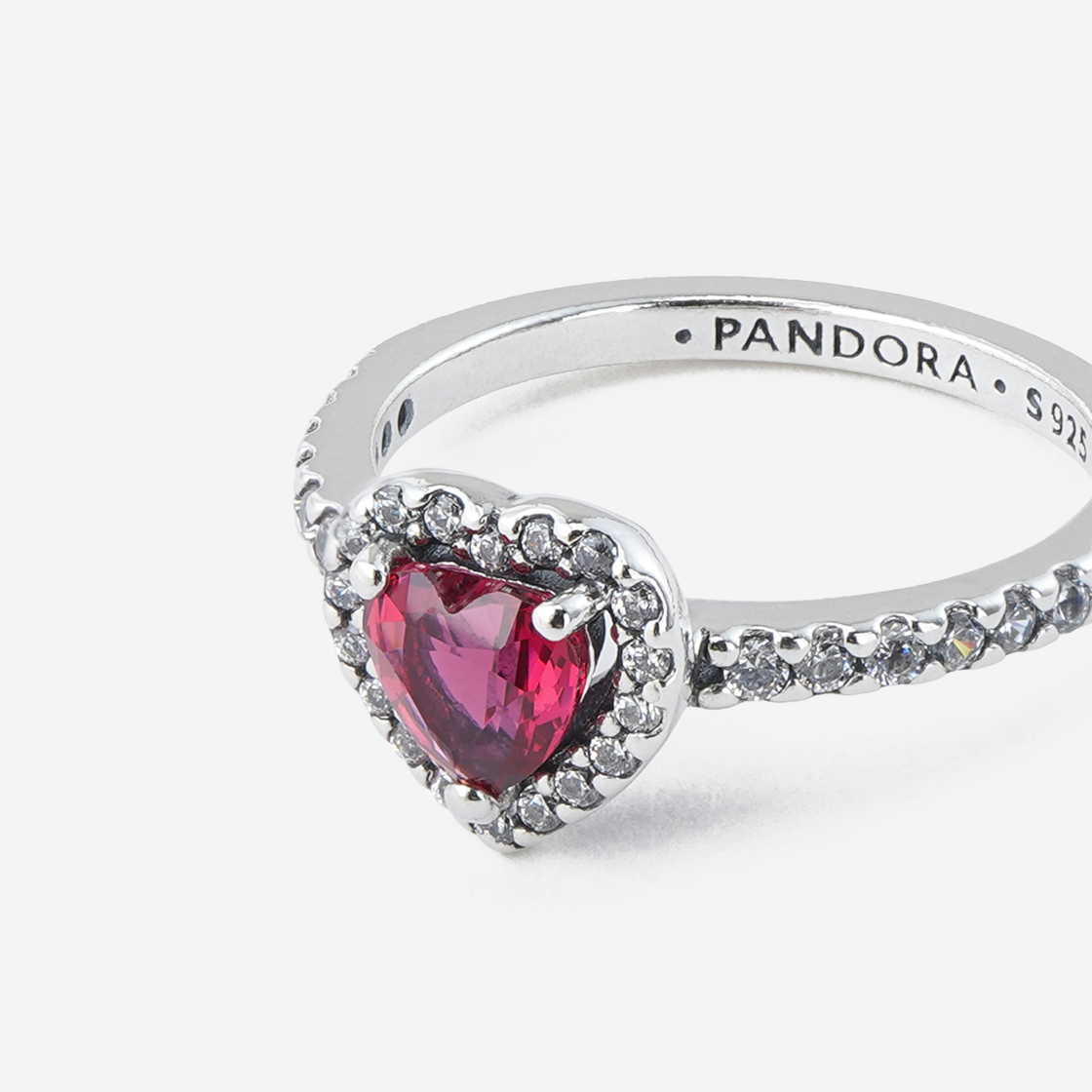 (W) 판도라 엘리베이티드 하트 링 스털링 실버 레드((W) Pandora Elevated Heart Ring Sterling Silver Red) - 2
