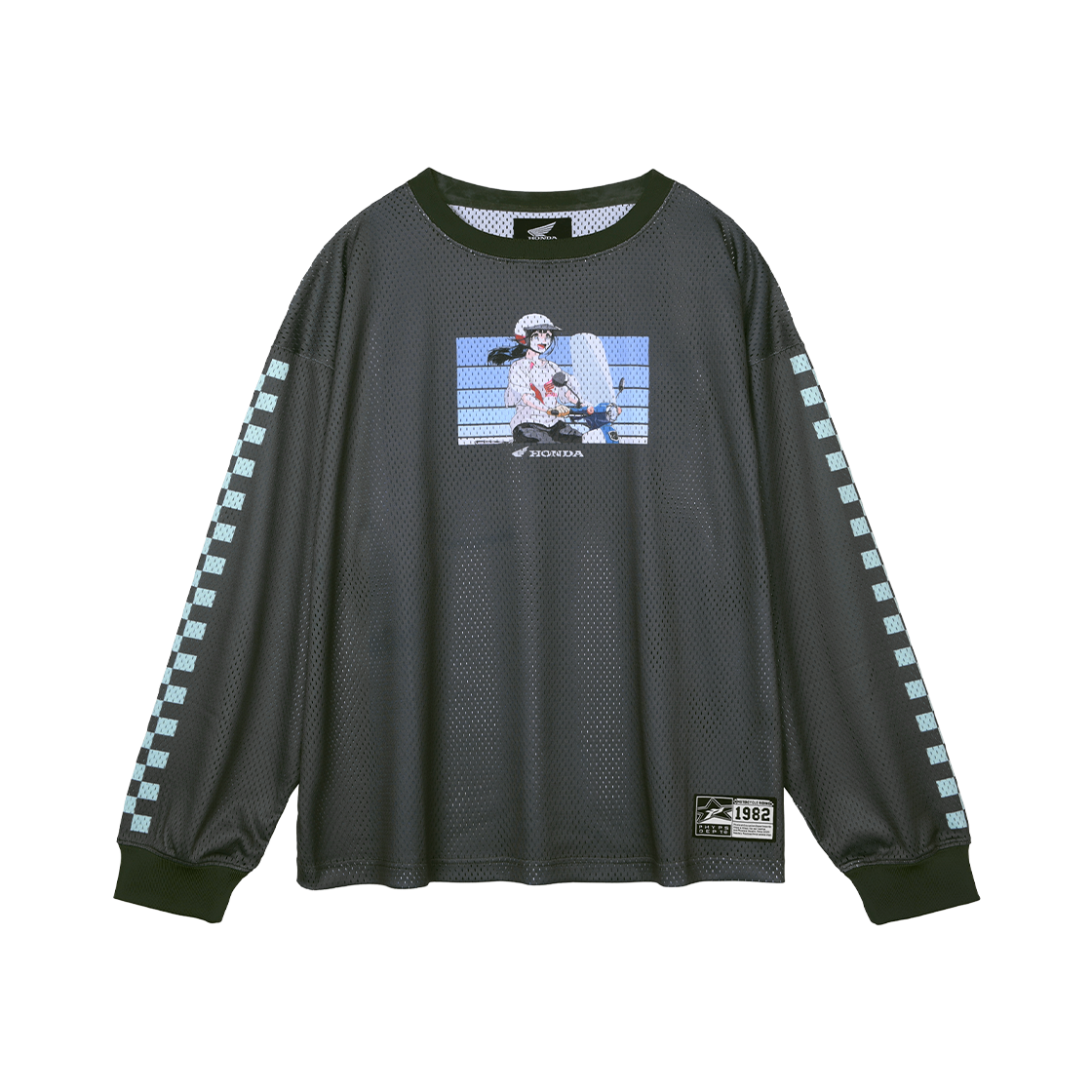 [KREAM 단독] 혼다 X 나무13 수퍼커브 메쉬 롱 슬리브 차콜([KREAM 단독] Honda x Tree13 Supercub Mesh Long Sleeve Charcoal)