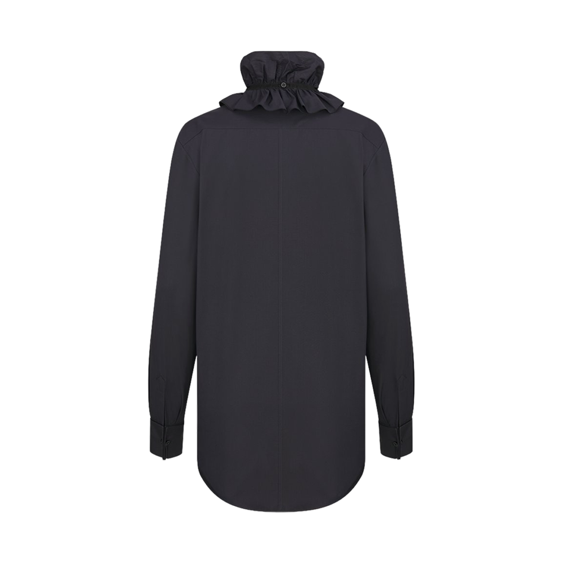 (W) 디올 리무버블 러치드 칼라 코튼 포플린 블라우스 블랙((W) Dior Removable Ruched Collar Cotton Poplin Blouse Black) - 2