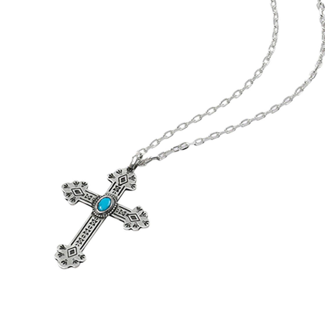 더가이즈X렌도 925 실버 십자가 터키석 펜던트 실버 체인 목걸이 50cm(The Guys X Rendoe 925 Silver Cross Turquoise Pendant 50cm) - 3