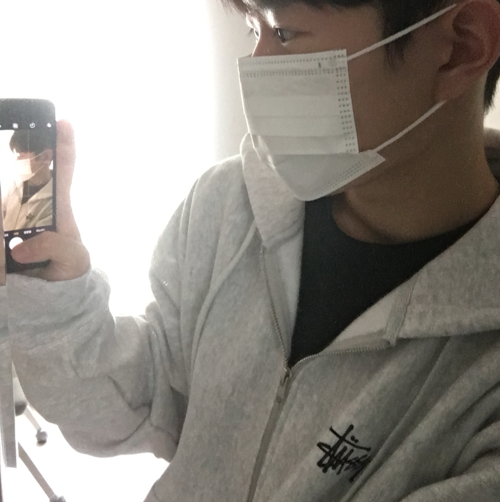 Stussy Basic Stussy Zip Hoodie Ash Heather 착용 스타일 - 1