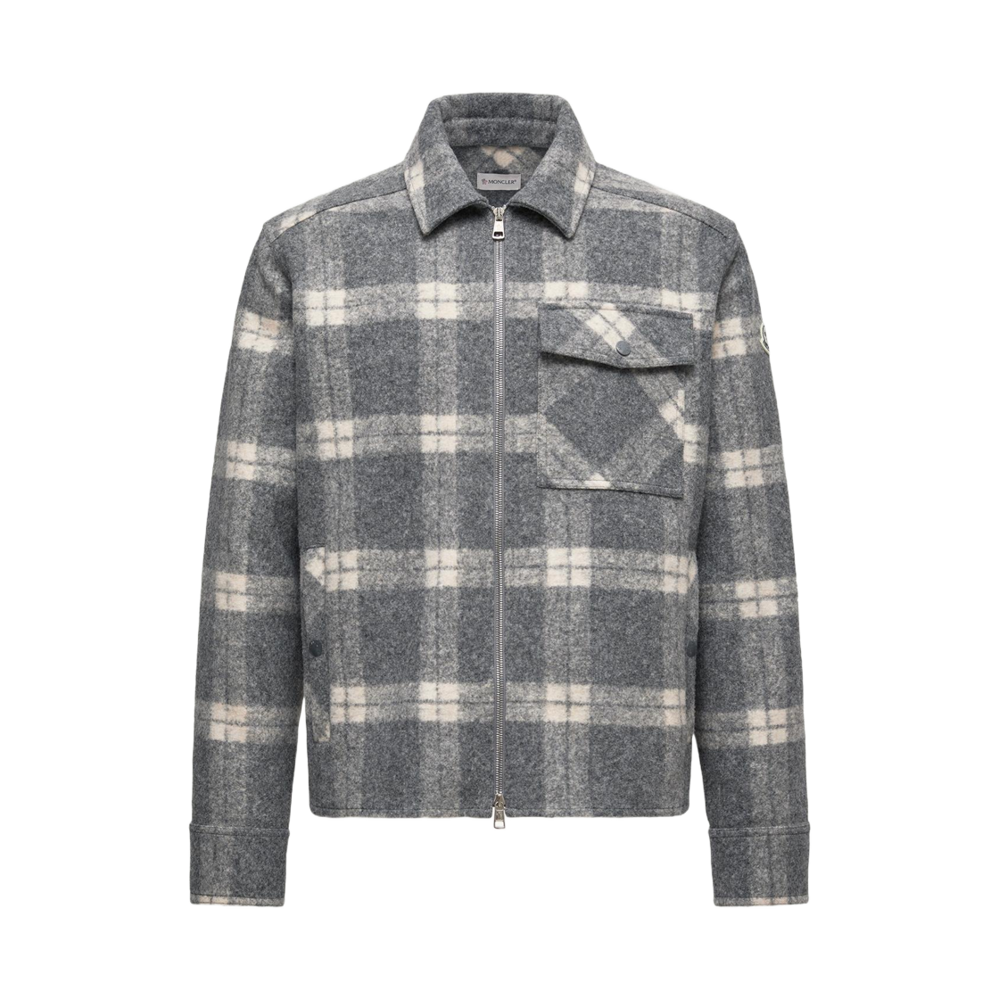 K2-091-2F00019-89B55-F09 Moncler Long Sleeve Tartan Shirt White Gray - 25FW