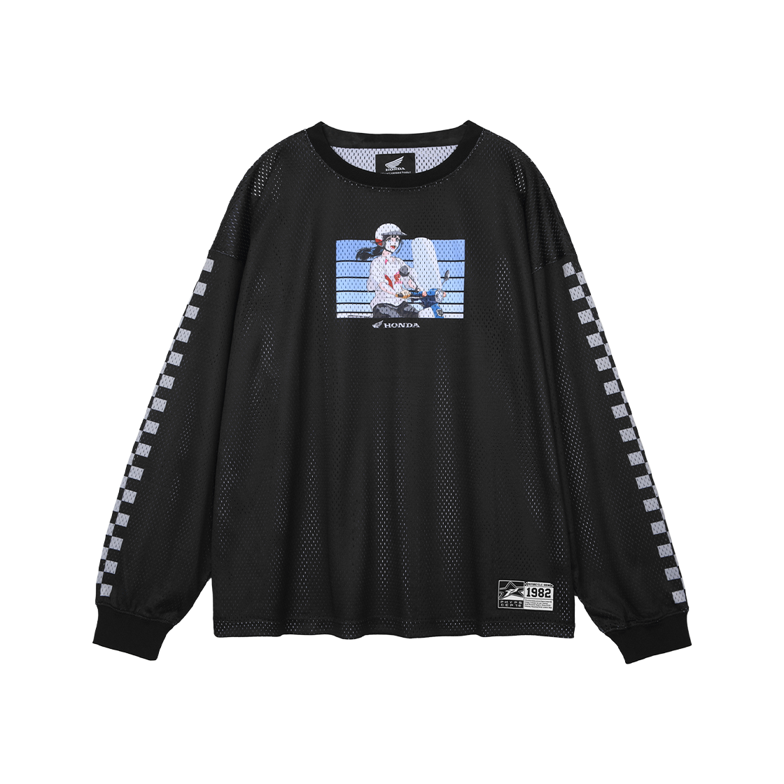 [KREAM 단독] 혼다 X 나무13 수퍼커브 메쉬 롱 슬리브 블랙([KREAM 단독] Honda x Tree13 Supercub Mesh Long Sleeve Black)