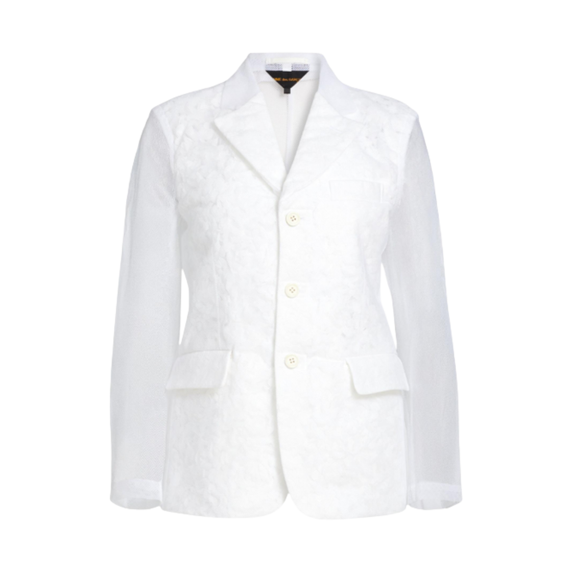 (W) 꼼데가르송 튤 플라워 블레이저 자켓 화이트((W) Comme des Garcons Tulle Flower Blazer Jacket White)