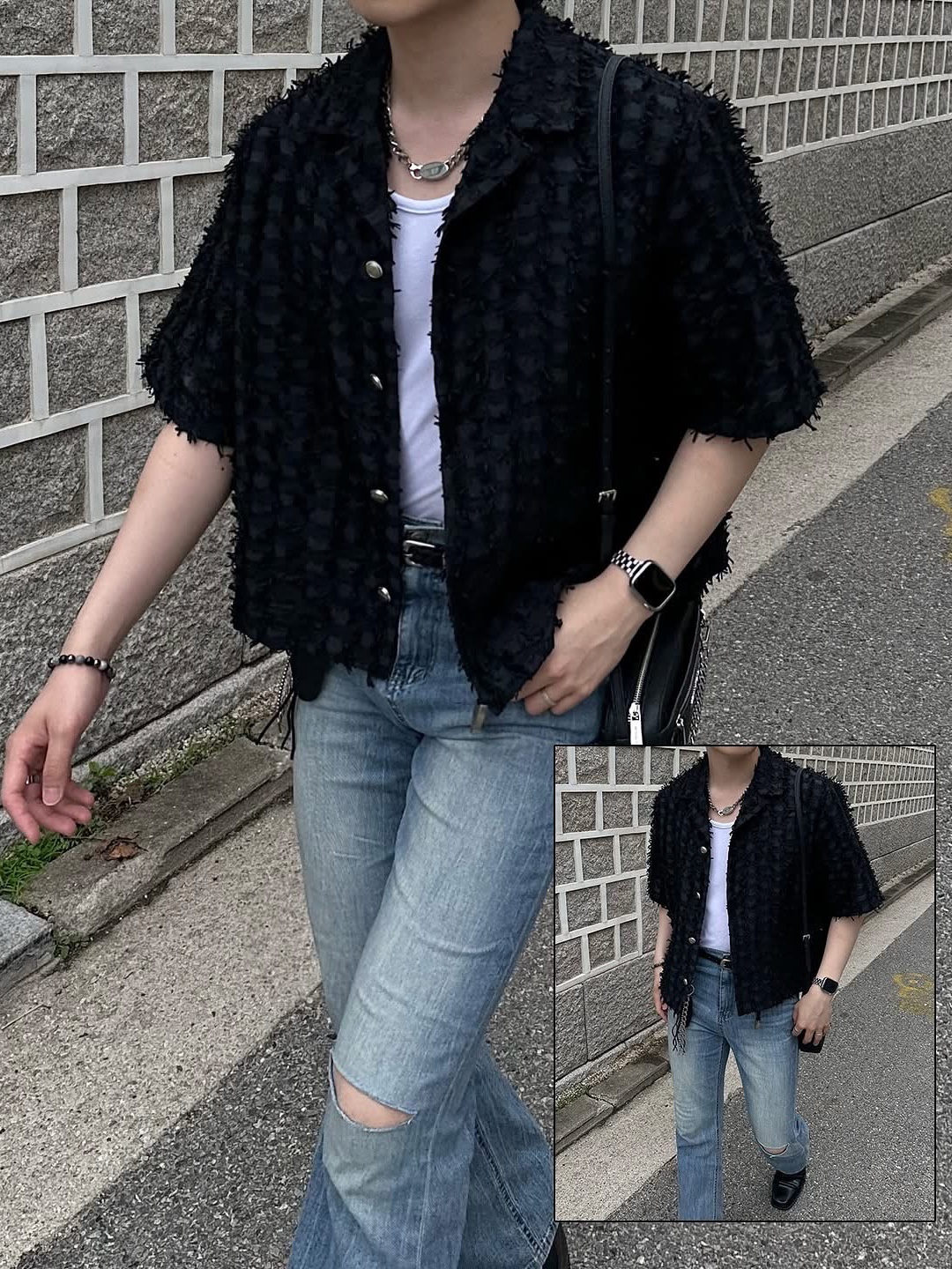 Diesel Dx1509 Stainless Steel Chain Necklace Silver, Michael Kors Jet Set Large Saffiano Leather Crossbody Bag Black 착용 스타일 - 3