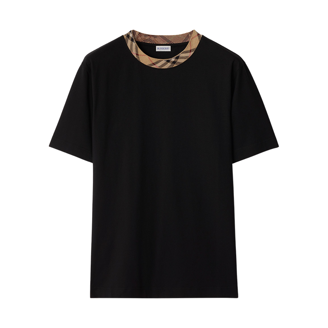 8110101 Burberry Check Trim Cotton T-Shirt Black