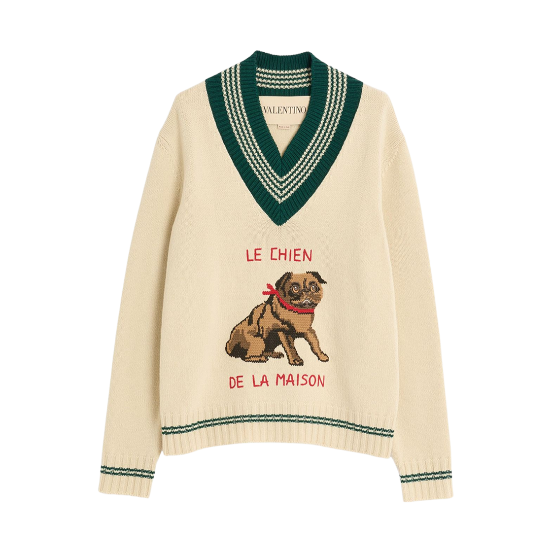 KC35EB2M581 Valentino Le Chien De La Maison Jacquard Wool Jumper Cream