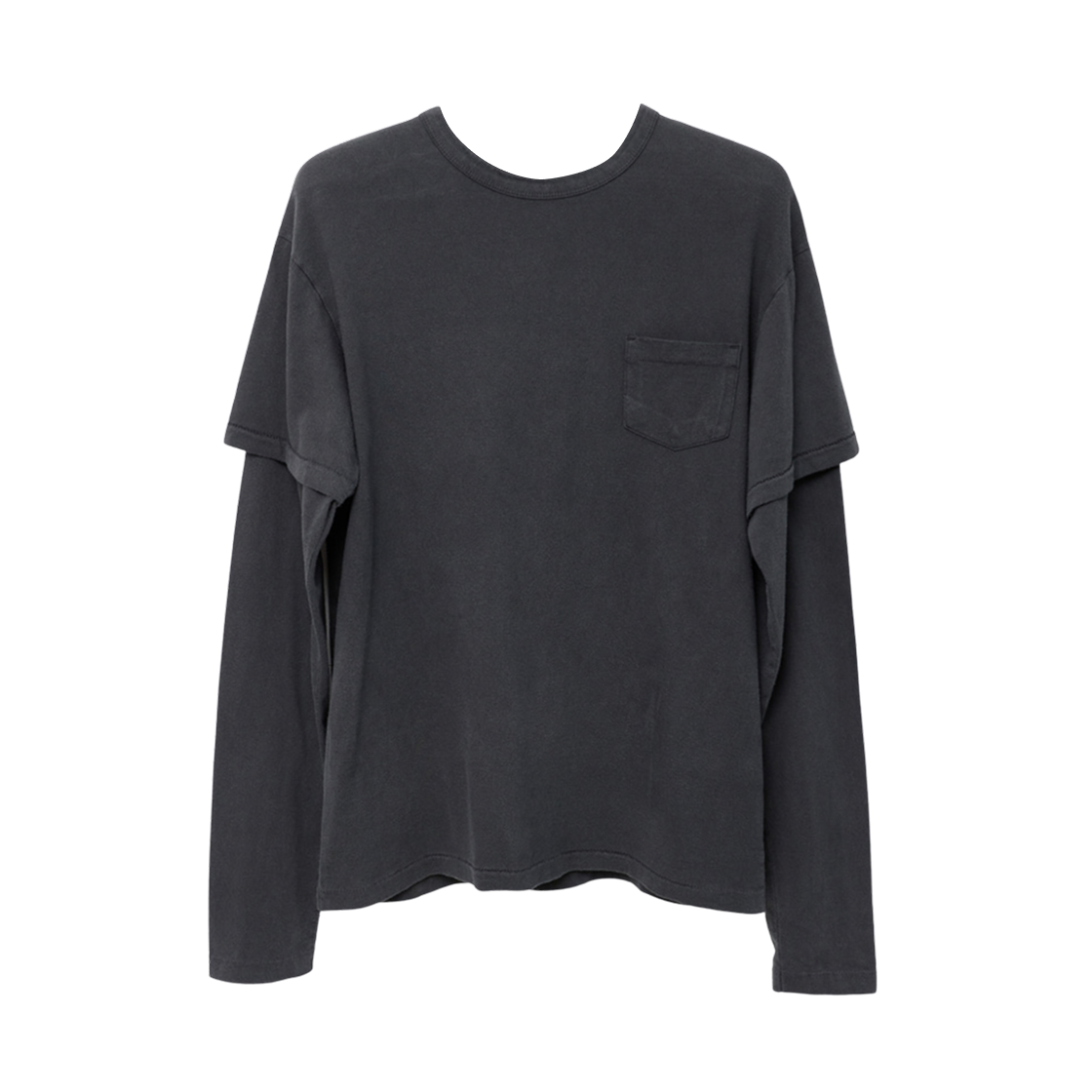 해칭룸 스플릿 티셔츠 오버 다이드 차콜(Hatchingroom Split T-Shirt Over Dyed Charcoal)