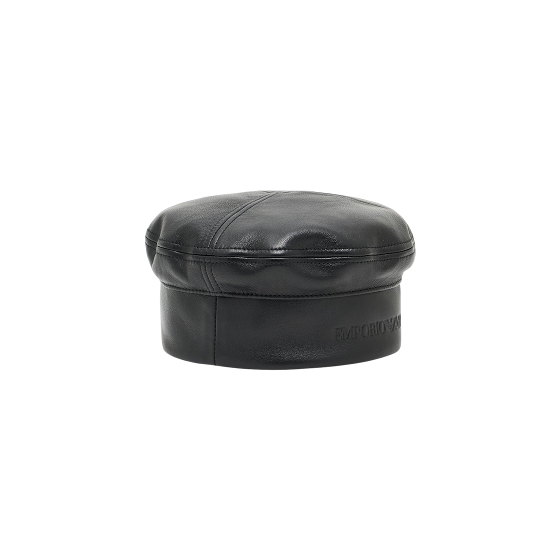 엠포리오 아르마니 로고 나파 레더 베레모 블랙(Emporio Armani Nappa Leather Beret with Logo Black) - 1