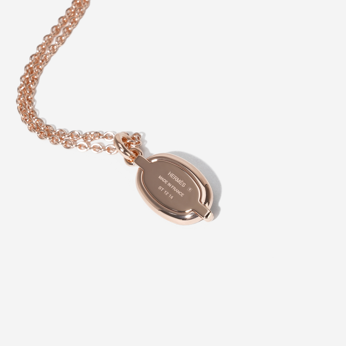 (W) 에르메스 미니 마이옹 펜던트 스몰 모델 로즈 골드 하드웨어 & 누아((W) Hermes Mini Maillon Pendant Small Model Rose Gold & Noir) - 4