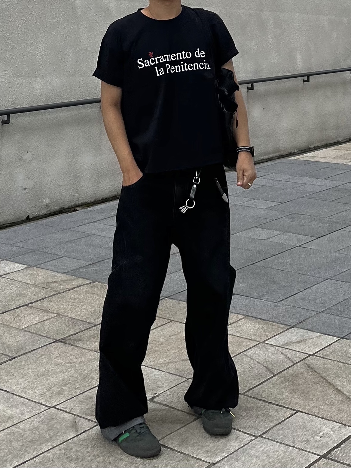noun Side Line Cargo Denim Pants Black, Adidas Samba Team Shadow Green 착용 스타일 - 5