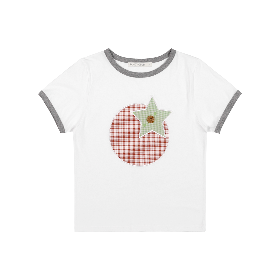 팬시클럽 토마토 패치 링거 티셔츠 화이트