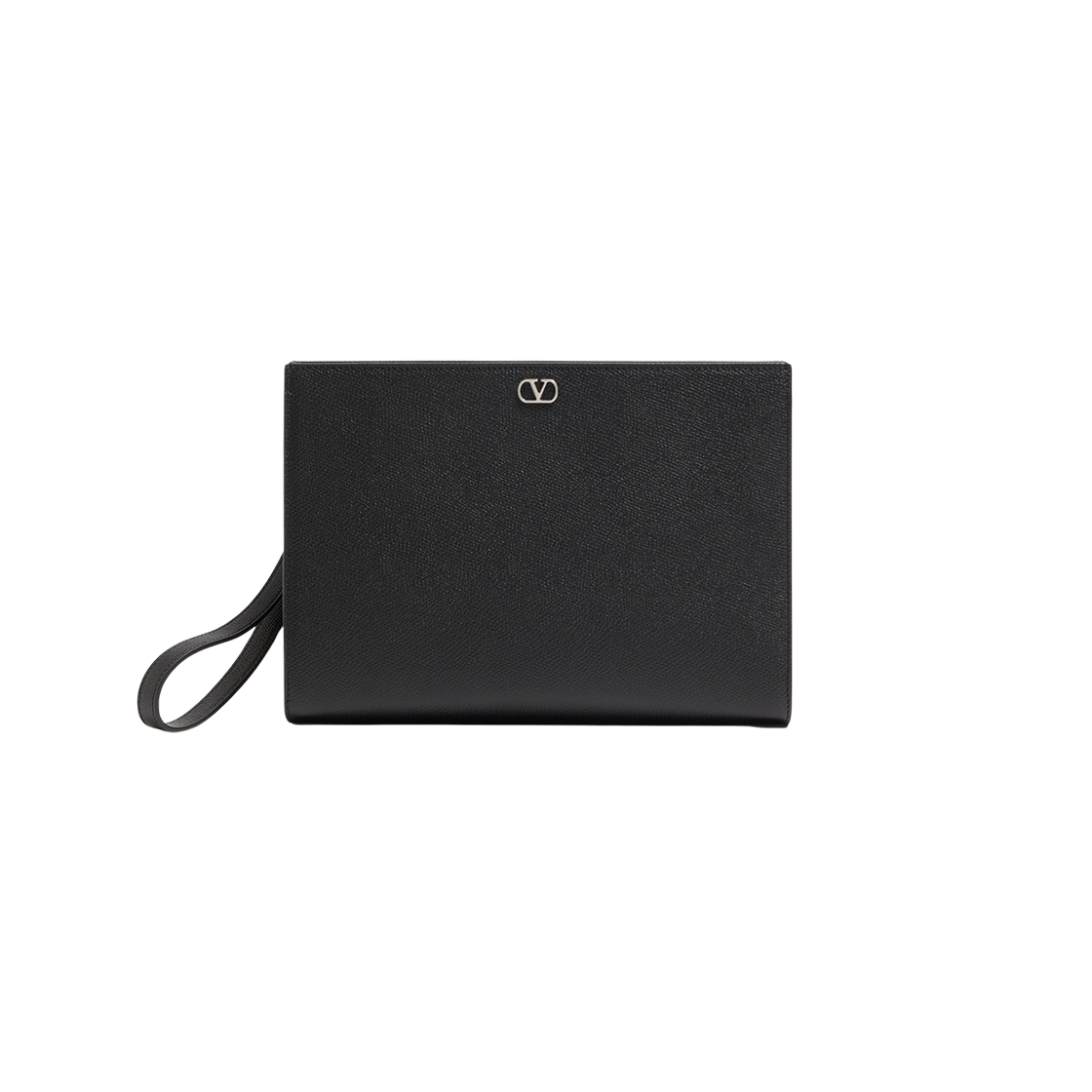 P0AN7UAG0NO Valentino Vlogo Signature Grainy Calfskin Pouch Black