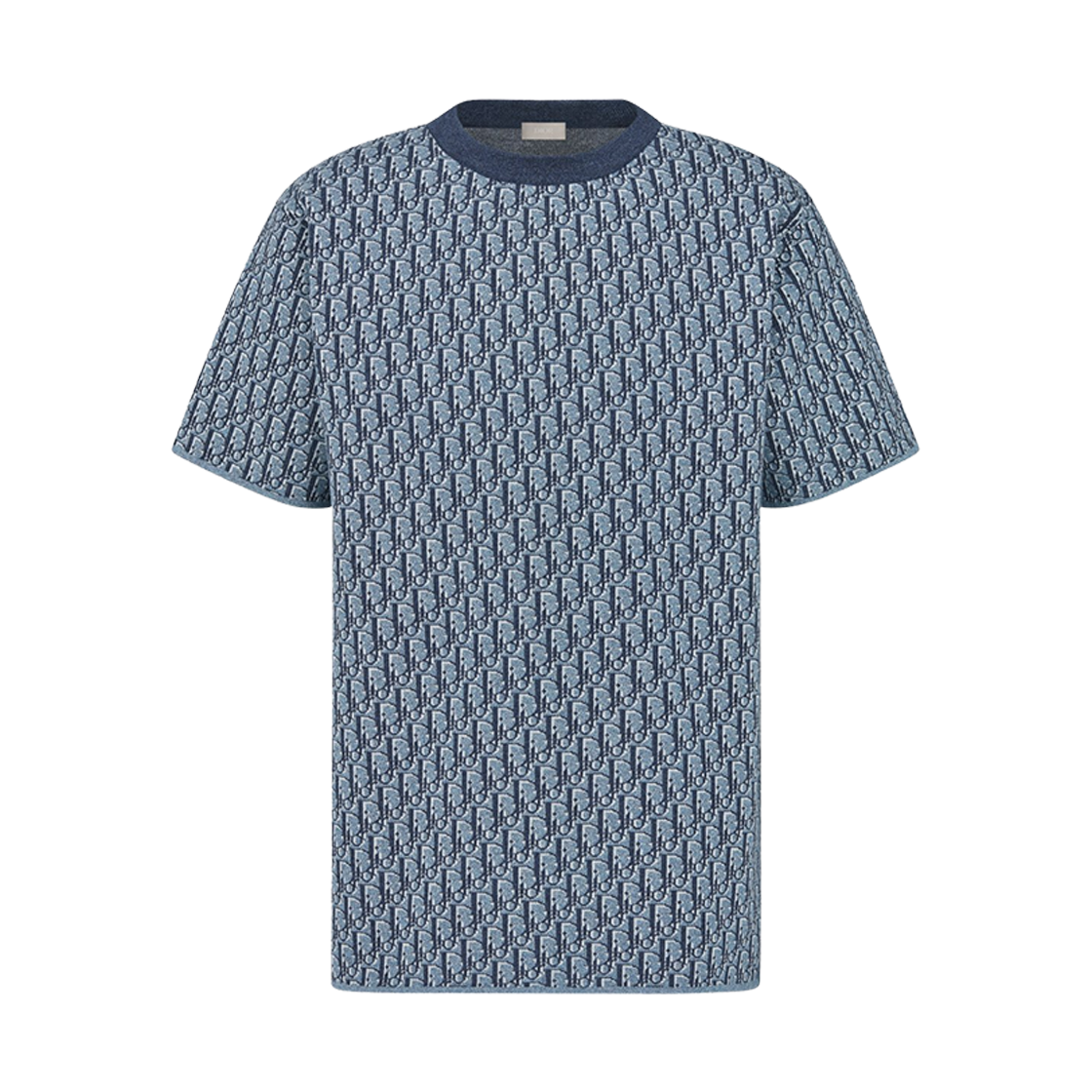 593M634A7018-C585 Dior Oblique Cotton Jacquard Relaxed Fit T-Shirt Blue