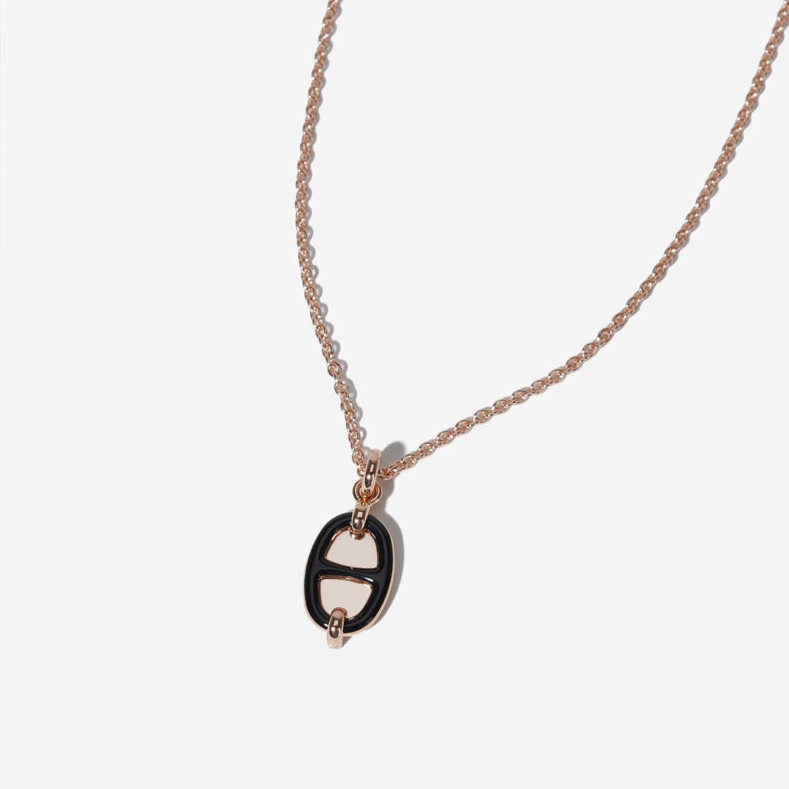 (W) 에르메스 미니 마이옹 펜던트 스몰 모델 로즈 골드 하드웨어 & 누아((W) Hermes Mini Maillon Pendant Small Model Rose Gold & Noir) - 2