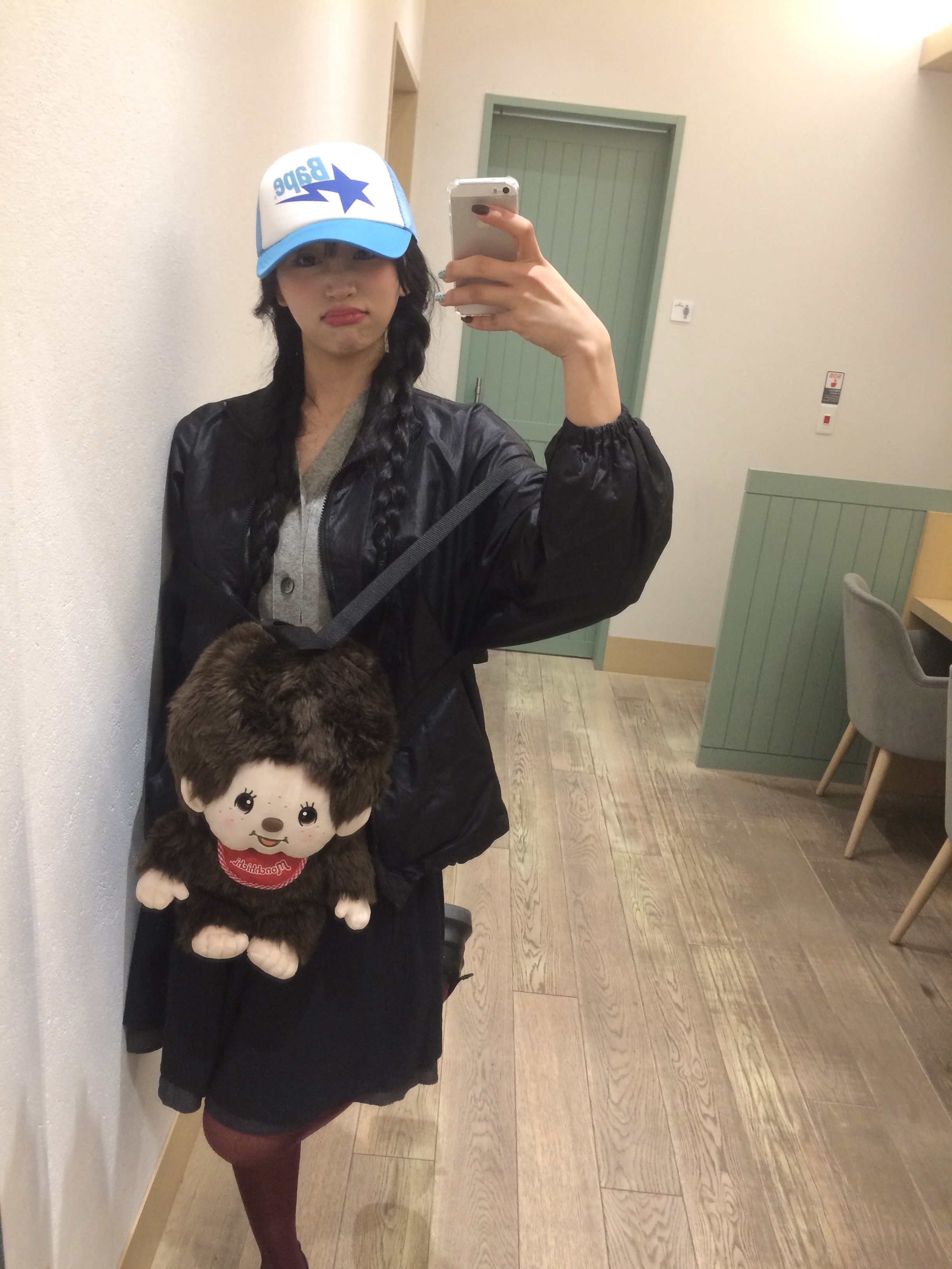 BAPE Sta Mesh Cap Blue, COYSEIO Double Shirring Skirt Navy 착용 스타일 - 1