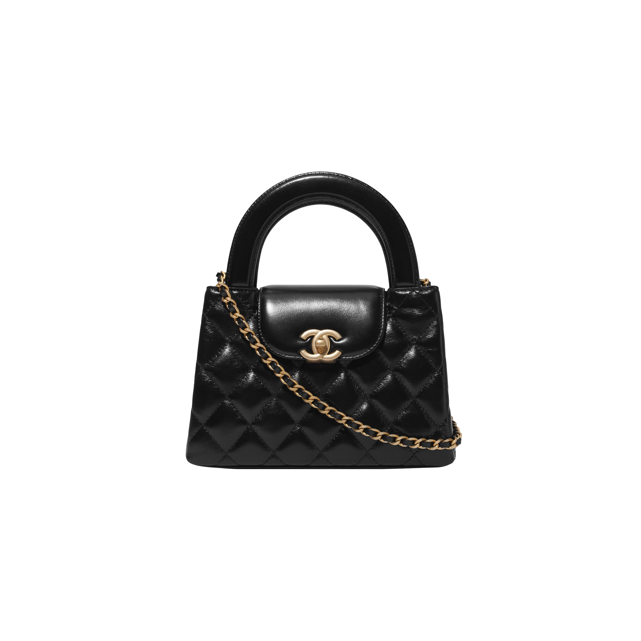 AS4416-B14296-94305/AS4416-B15566-94305 Chanel Mini Shopping Bag Shiny Aged Calfskin & Gold Black