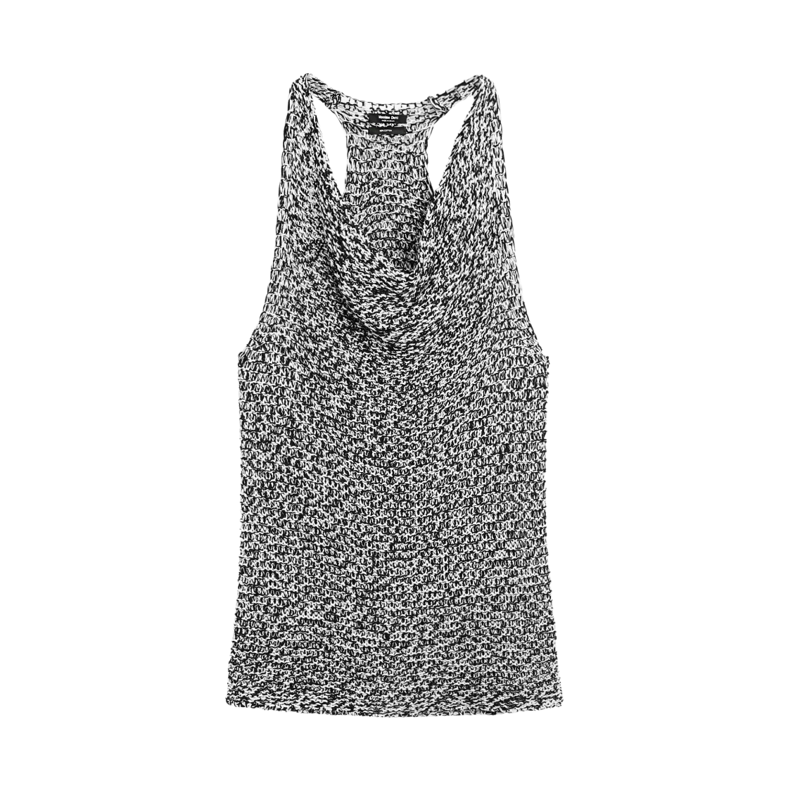 5628/564 Massimo Dutti Draped Knit Top Flecked Black White