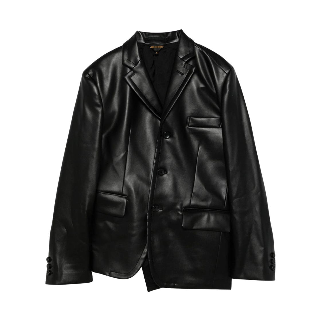 GN-J021-051-1 (W) Comme des Garcons Leather Effect Blazer Jacket Black