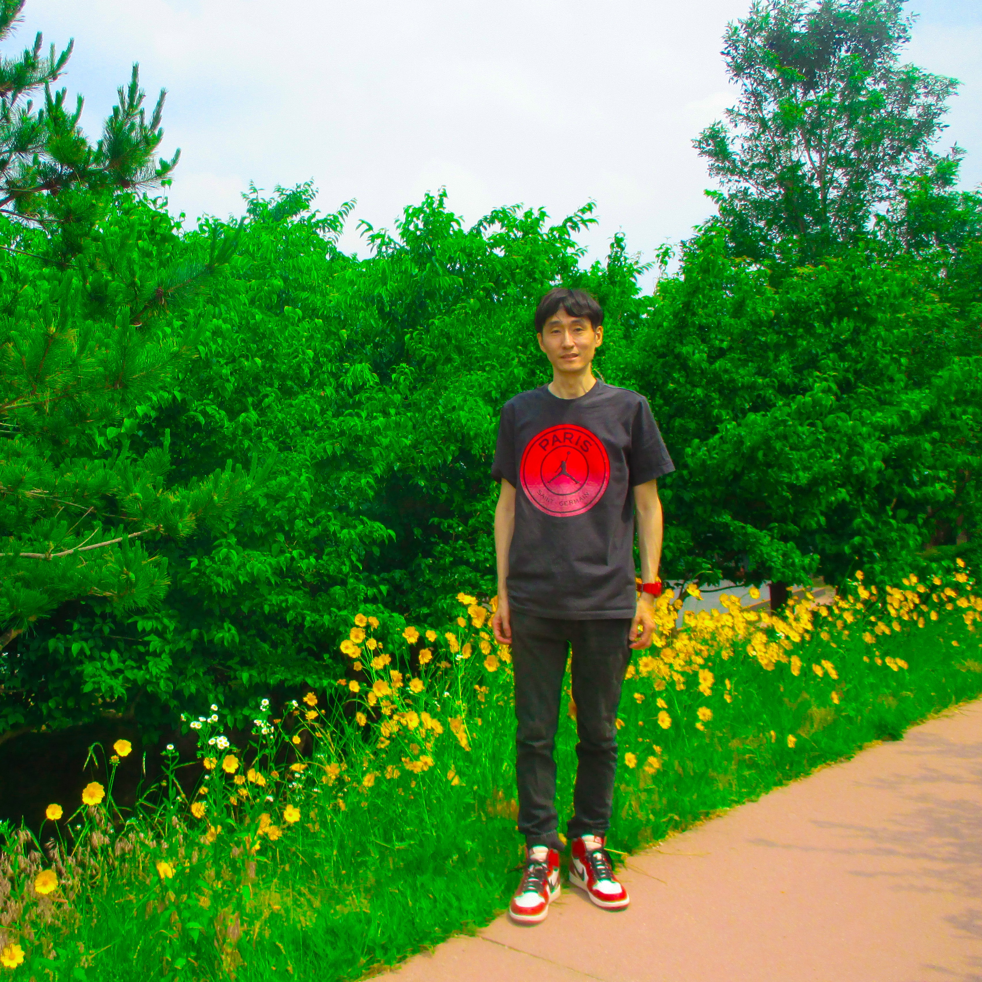 Jordan 1 Retro High OG Chicago 2022, Jordan x Paris Saint-Germain T-Shirt Off Noir - Asia 착용 스타일