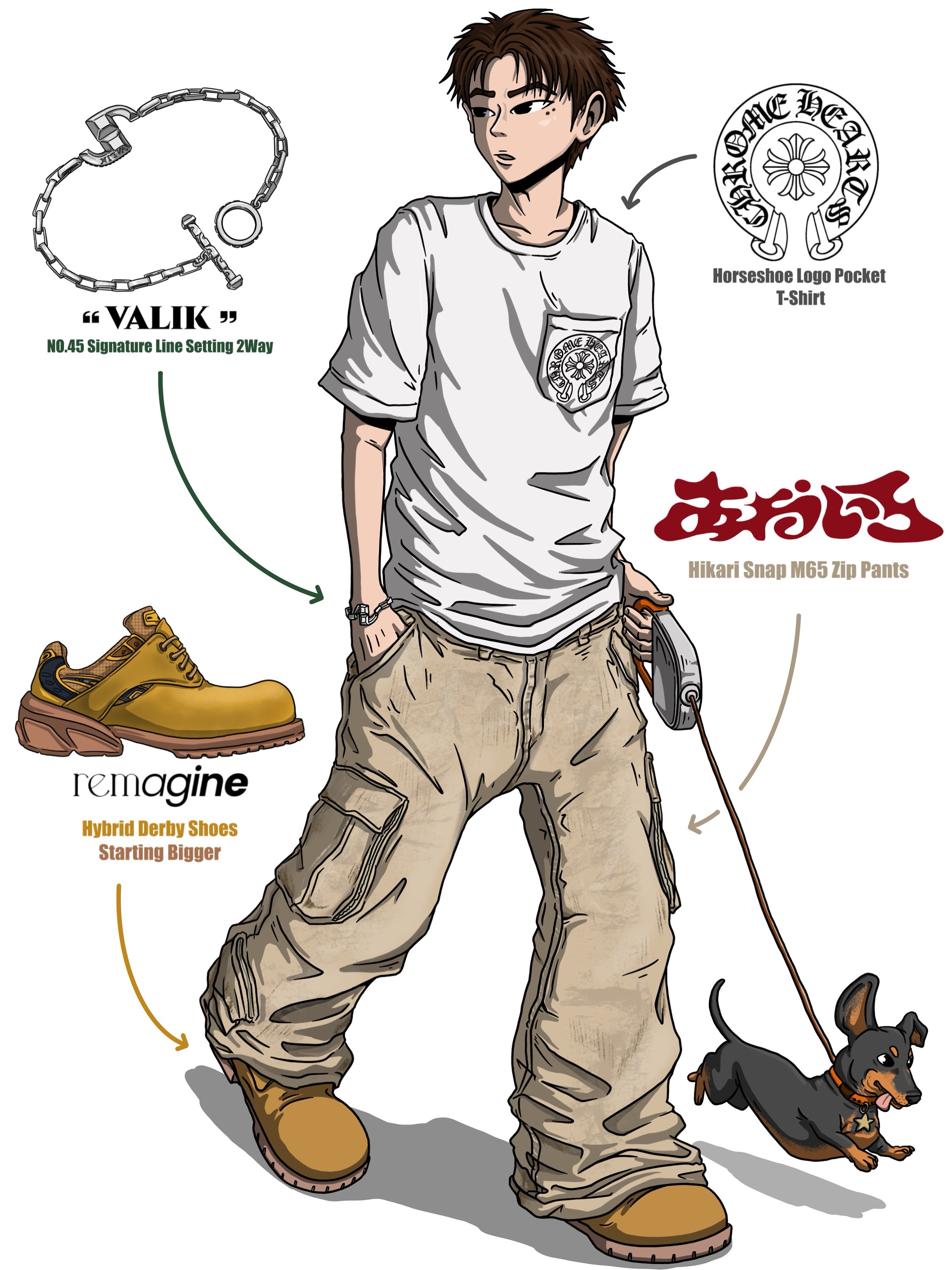 Remagine Hybrid Derby Shoes Starting Bigger Wheat, Chrome Hearts Horseshoe Logo Pocket T-Shirt White 착용 스타일