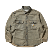 Carhartt WIP Tigan Shirt Jacket Blue Leather Garment Dyed